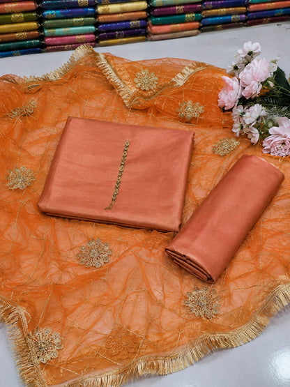 Two tone masouri Net Duppatta - 3 piece