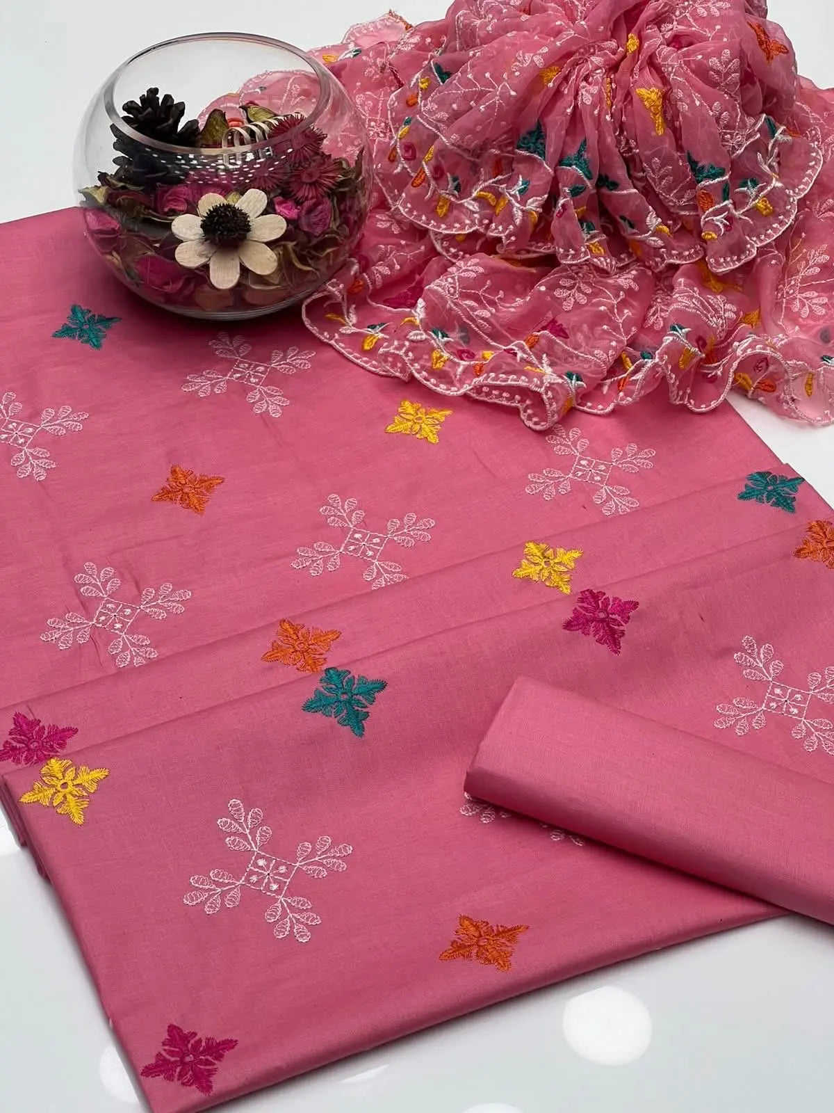 Noor-e-Jaal Lawn Phulkari Chiffon Dupatta - 3 piece