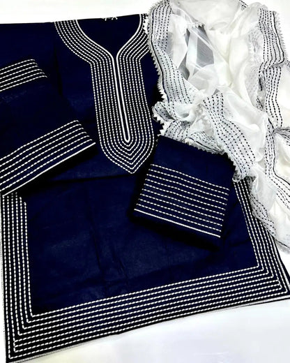 Royal Cotton Cross Stitch Premium Summer Wear - 3 Piece Suit