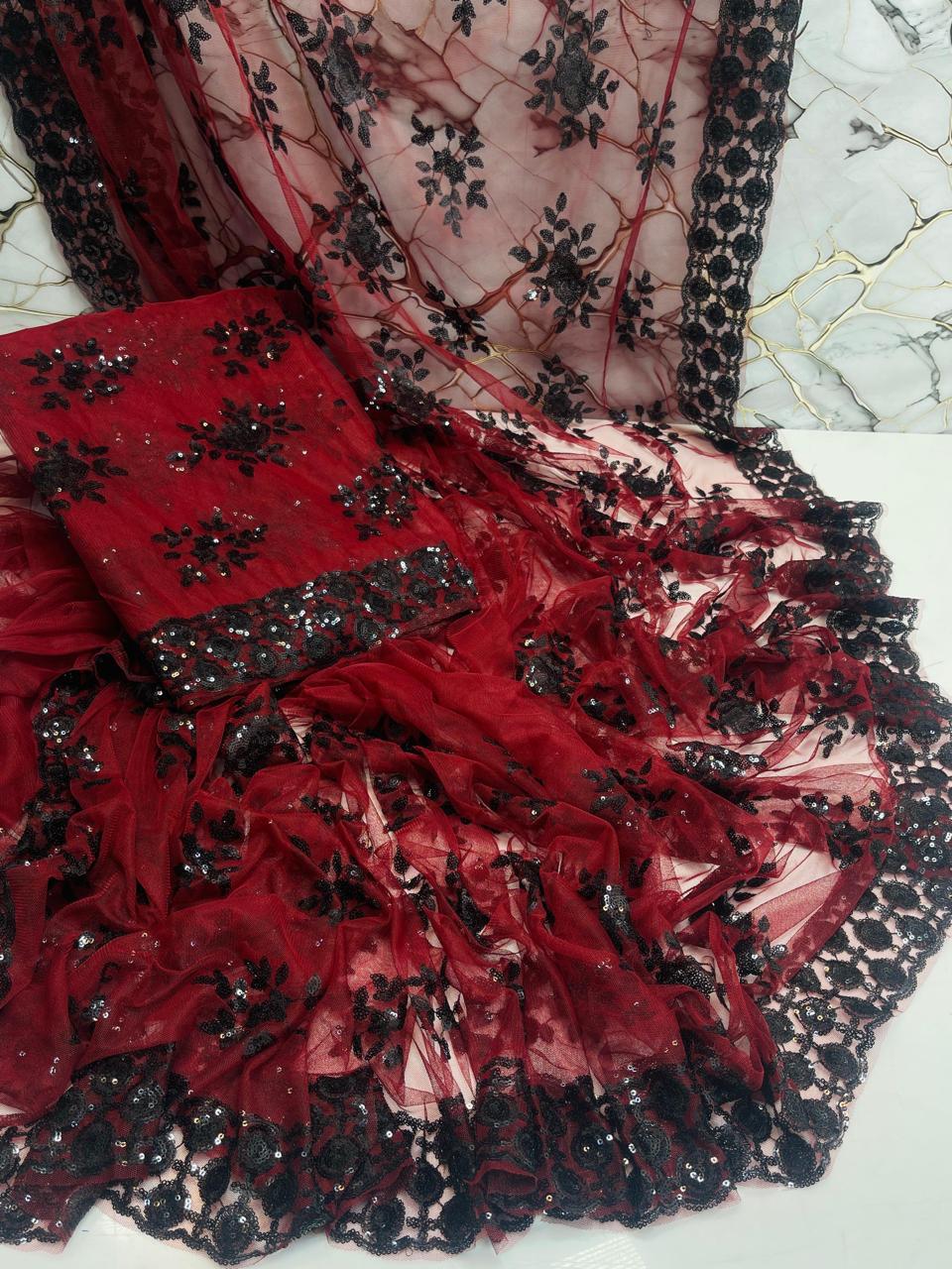 Sari 🥻 Soft net sequence Embroidered