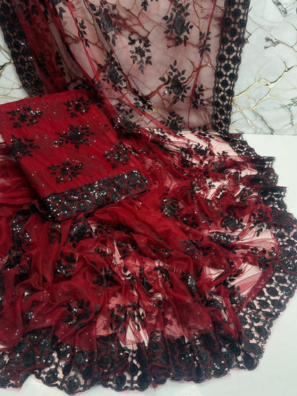 Sari 🥻 Soft net sequence Embroidered