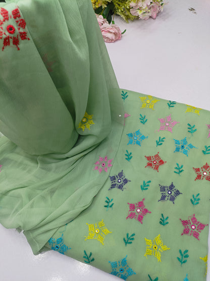 Hand embroidery Chiffon -2 piece