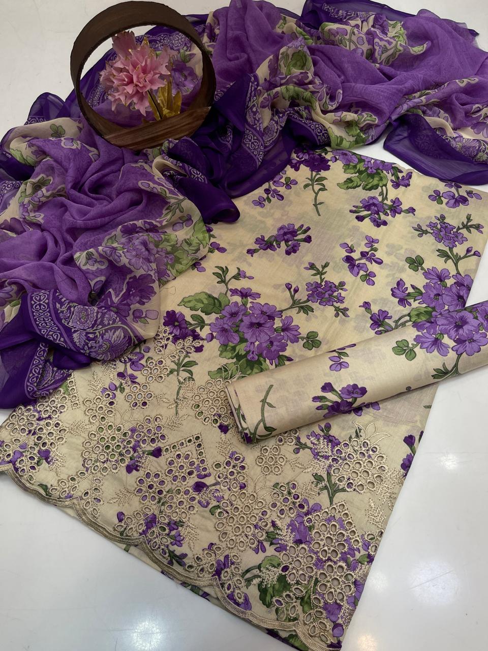 Premium Lawn 3-Piece Digital Embroidered Dress