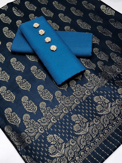Indian Kani shawl with wool plain - 3 piece