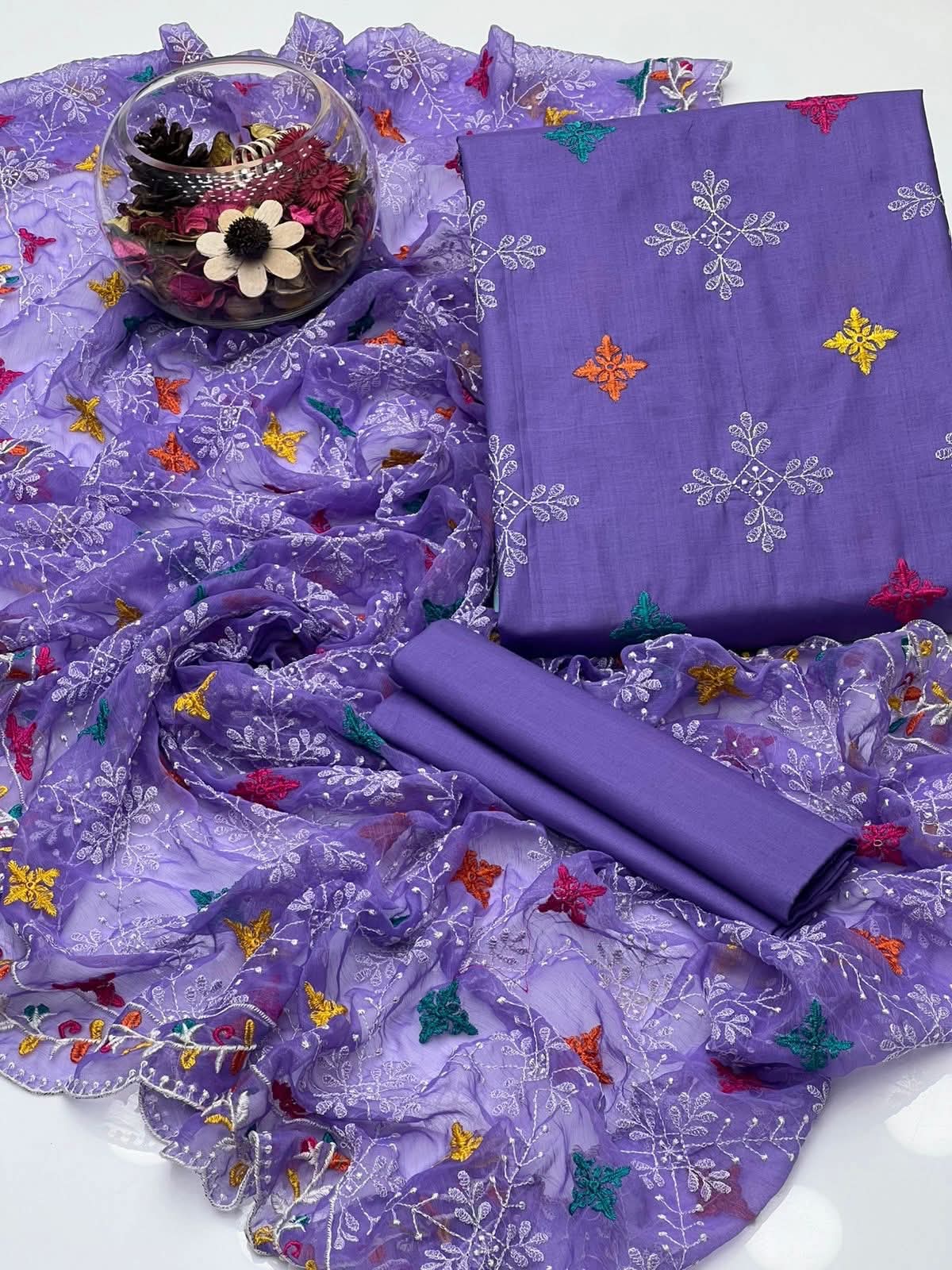 Noor-e-Jaal Lawn Phulkari Chiffon Dupatta - 3 piece