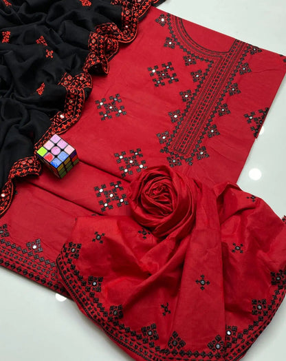 Sindhi Anarkha Style Lawn Cotton Heavy Embroidery - 3 Piece