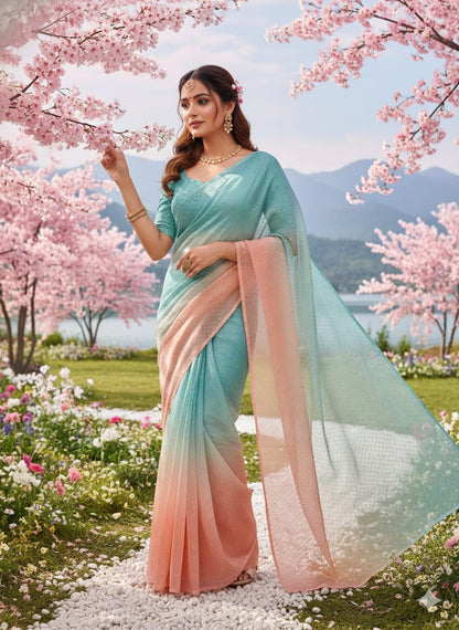 Korean Sheesha Silk sari tie & dyr