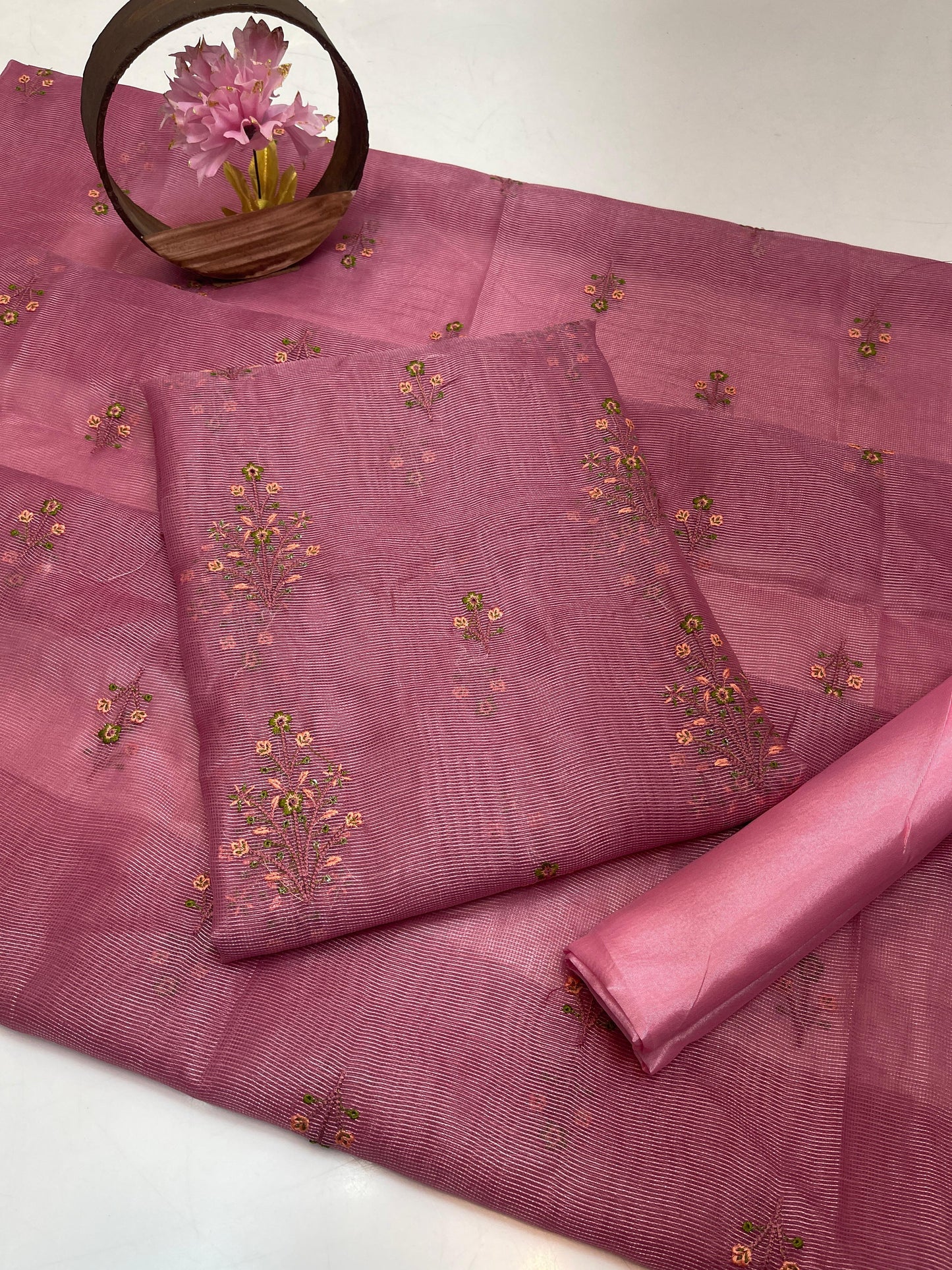 Khaadi Stuff Embroidered 3 Piece Suit – Embroidered Shirt, Dupatta & Kataan Trouser