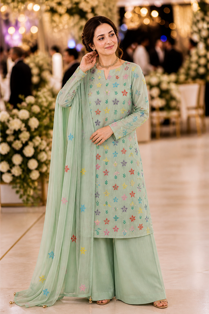 Hand embroidery Chiffon -2 piece