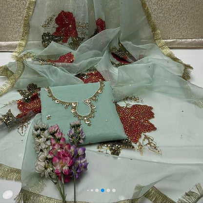 Organza Handpaint Duppata-2 Piece