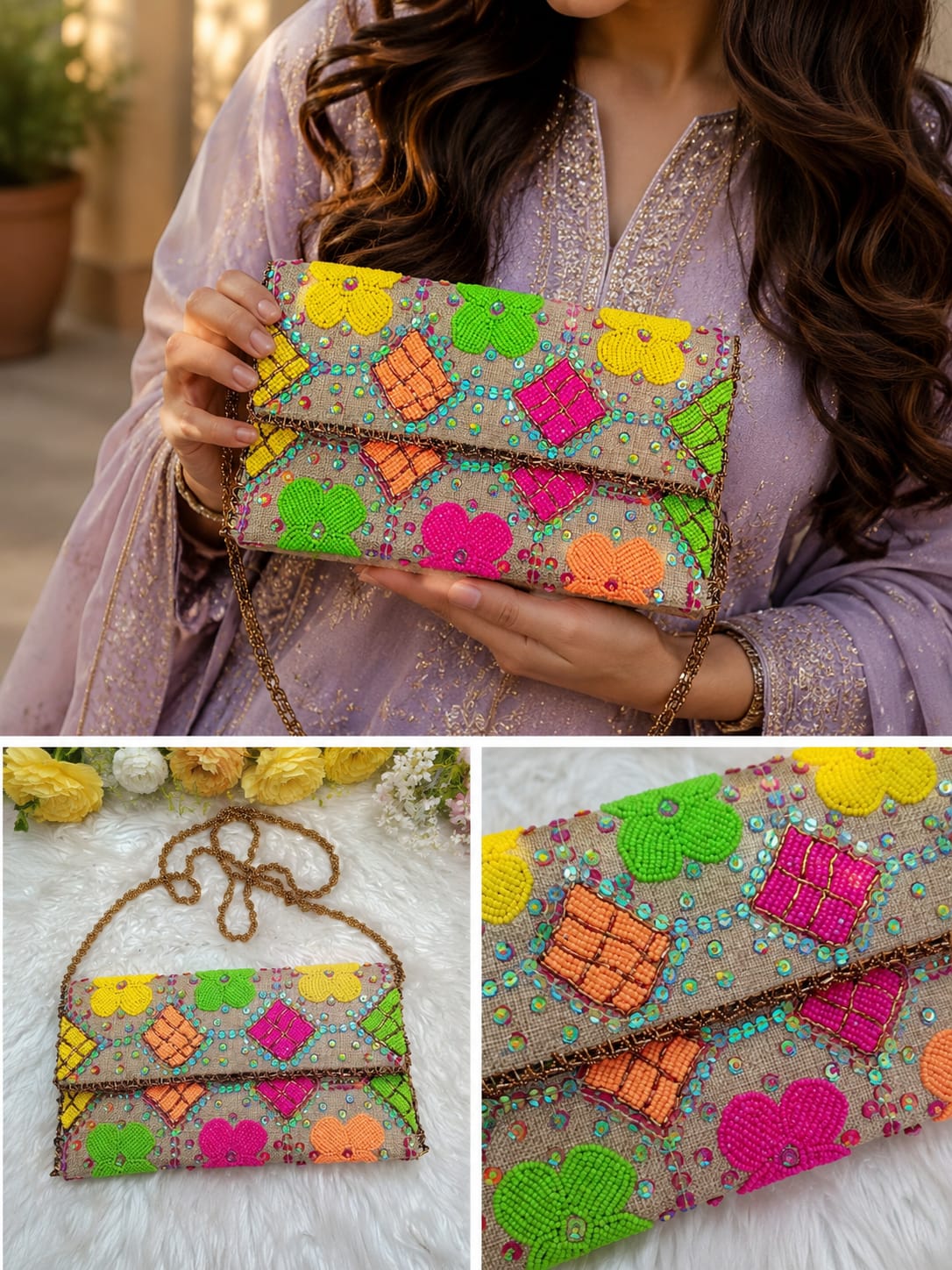 Diamond Spark Beaded Purse