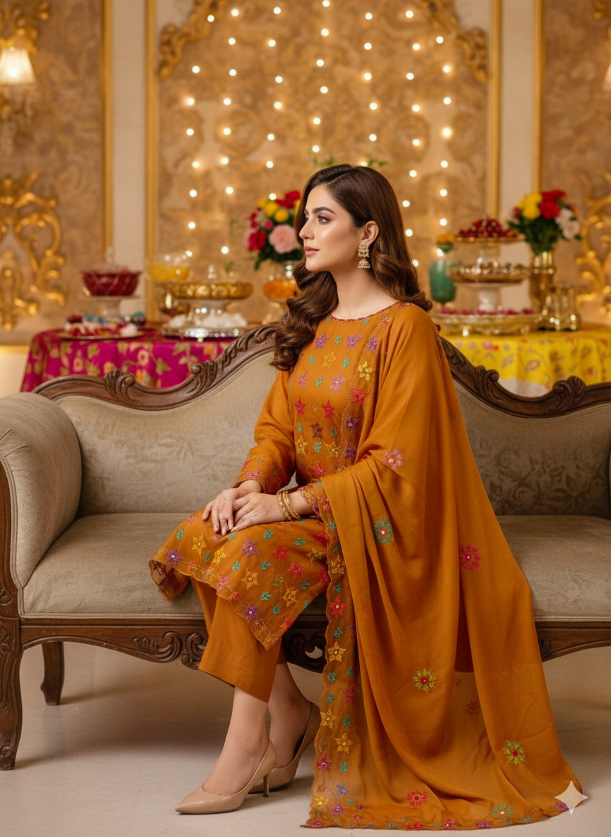 Hand embroidery Chiffon -2 piece