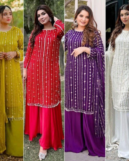 Pearls chiffon 3pc Fancy