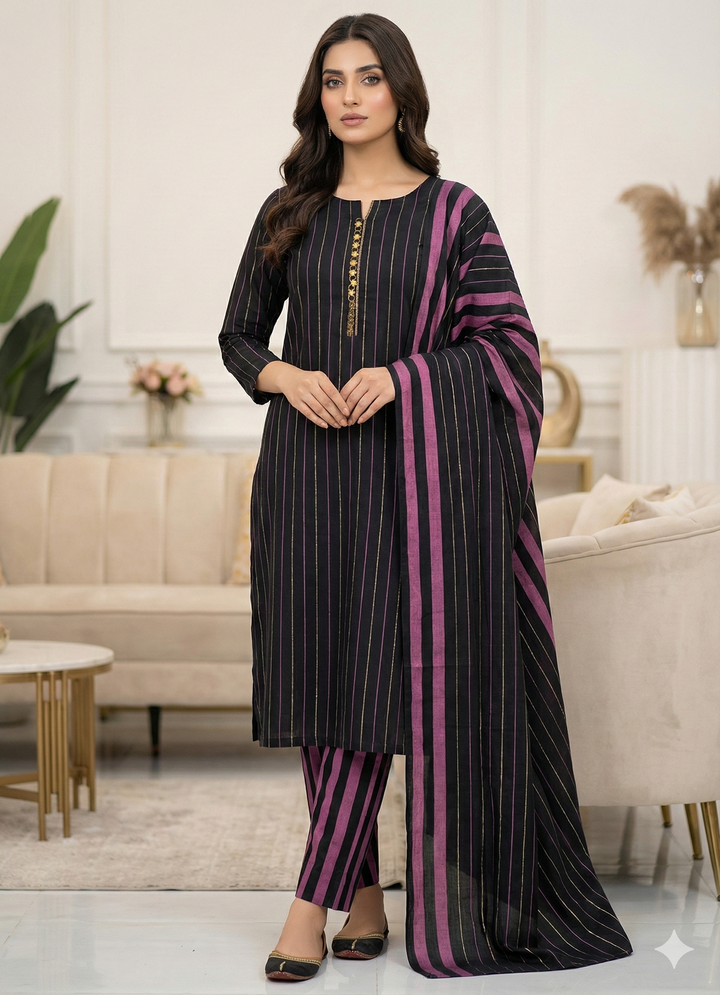 Eid Collection Multani Khadi Sussi with Heavy Velvet Dupatta - 3 Piece