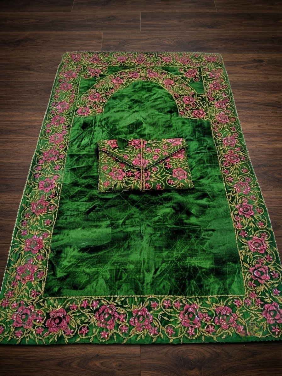 Pre Order_ 20 days making time_ Artisan Beaded Jaye Namaz – Handmade Prayer Mat_Half payment Advance