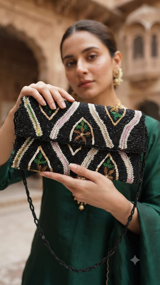Black beaded Clutch