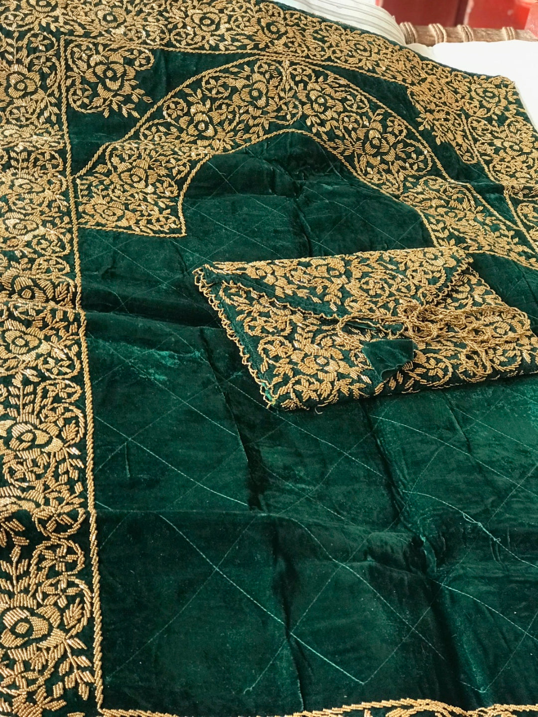 Pre Order_ 20 days making time_ Artisan Beaded Jaye Namaz – Handmade Prayer Mat_Half payment Advance