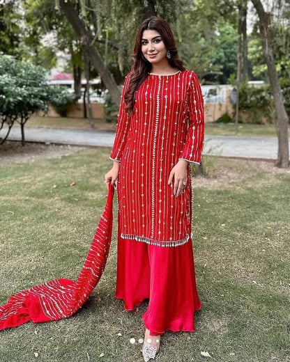 Pearls chiffon 3pc Fancy