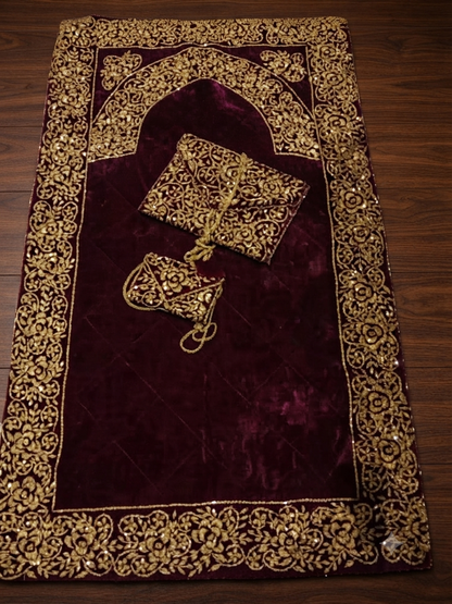 Pre Order_ 20 days making time_ Artisan Beaded Jaye Namaz – Handmade Prayer Mat_Half payment Advance