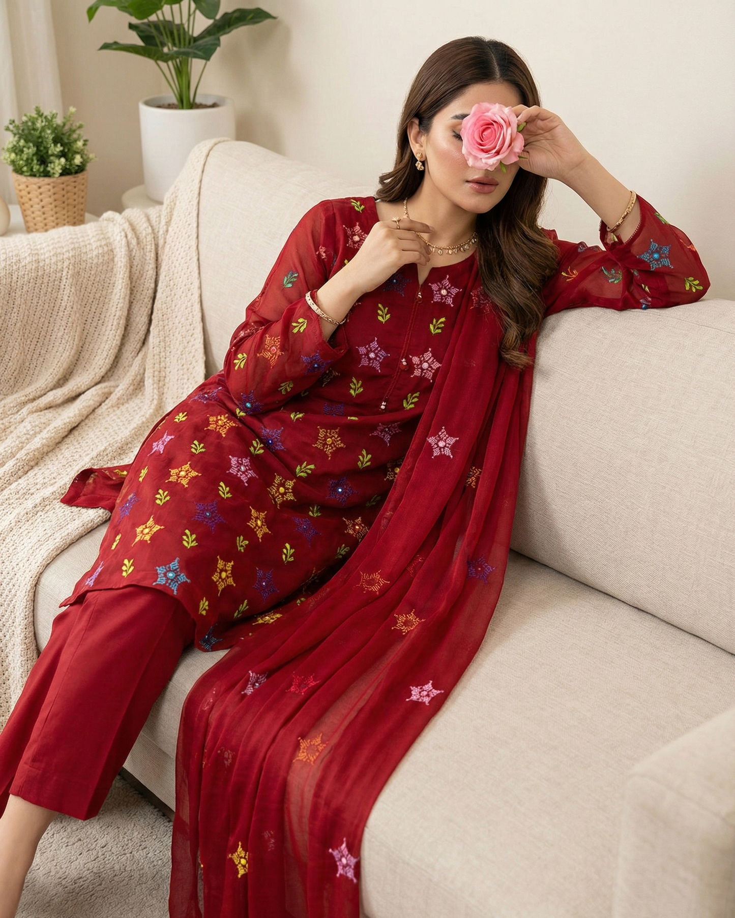 Hand embroidery Chiffon -2 piece