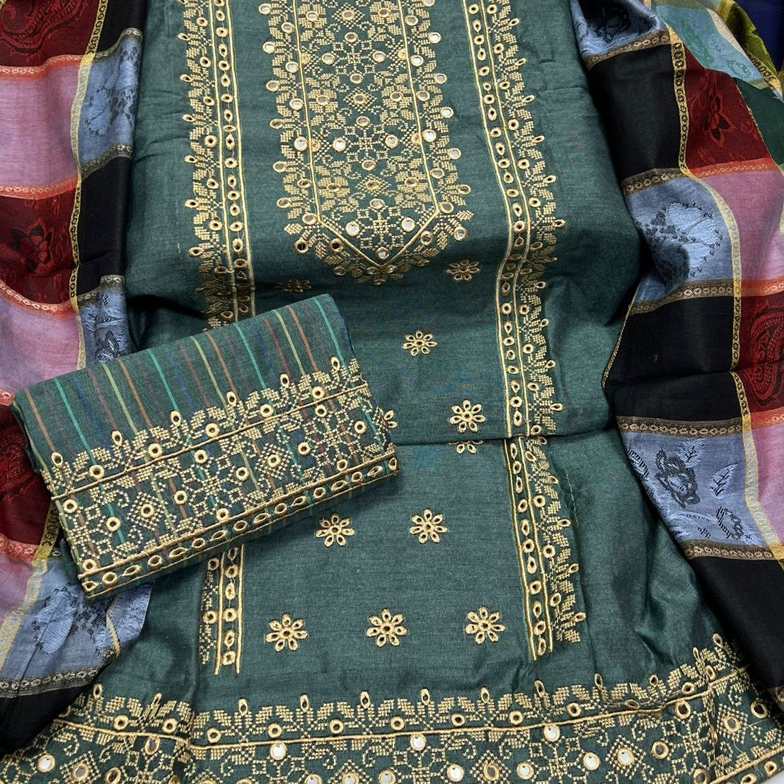 Classic Winter Charm - 3pc Krandi Khadar with Embroidery