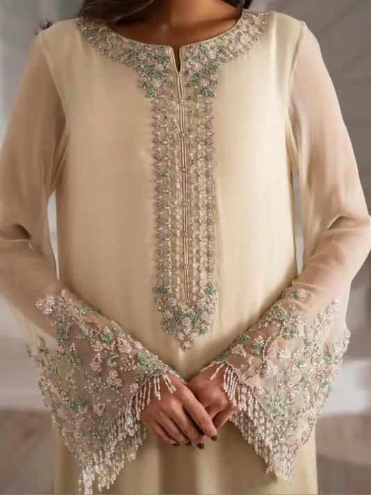 Iznik Brand Hit Cod Most Beautiful Handwork Adda Work Pure Organza - 2 piece