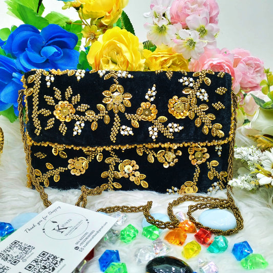 Velvet Beaded Handbag