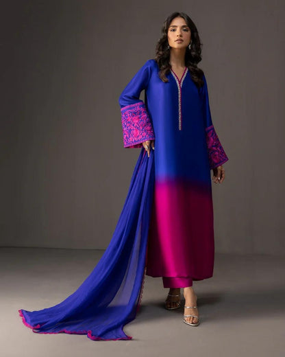 Shamoze Silk Digital Print-3 piece Dress with Dupatta