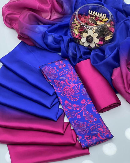 Shamoze Silk Digital Print-3 piece Dress with Dupatta
