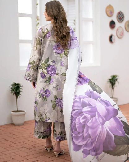 Swiss jacquard Lawn- 3 piece suit