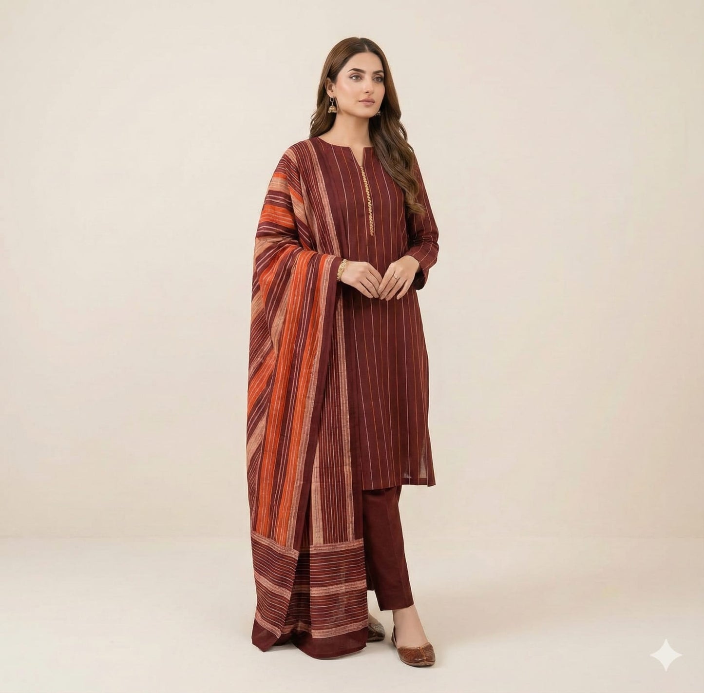 Eid Collection Multani Khadi Sussi with Heavy Velvet Dupatta - 3 Piece