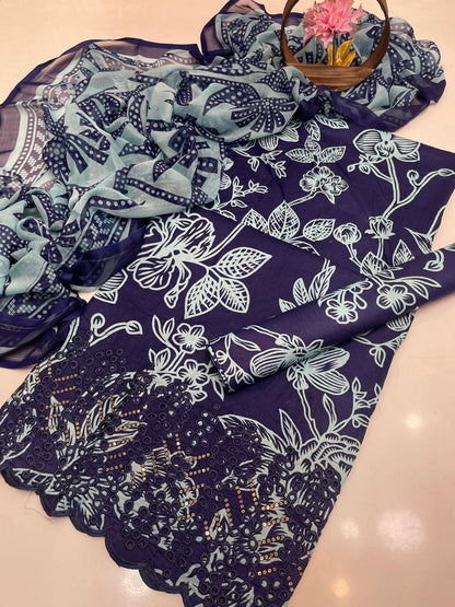 Premium Lawn 3-Piece Digital Embroidered Dress