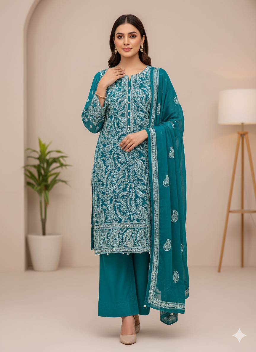 Premium hand emb bamber Chiffon -2 piece