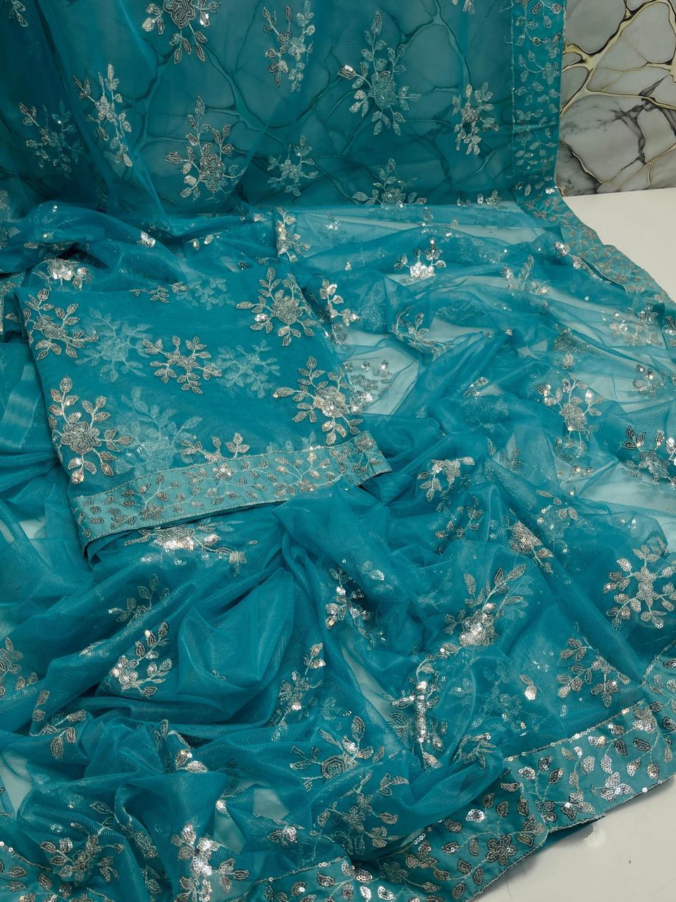 Sari 🥻 Soft net sequence Embroidered