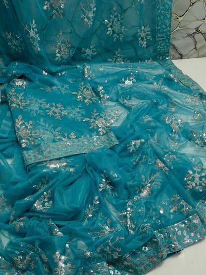Sari 🥻 Soft net sequence Embroidered