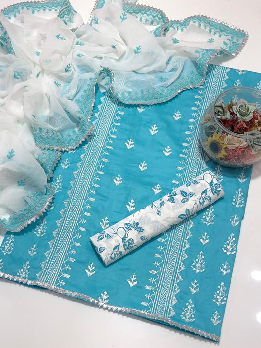 GTM Lawn Cross Stitch - 3 piece suit