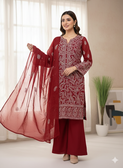 Premium hand emb bamber Chiffon -2 piece