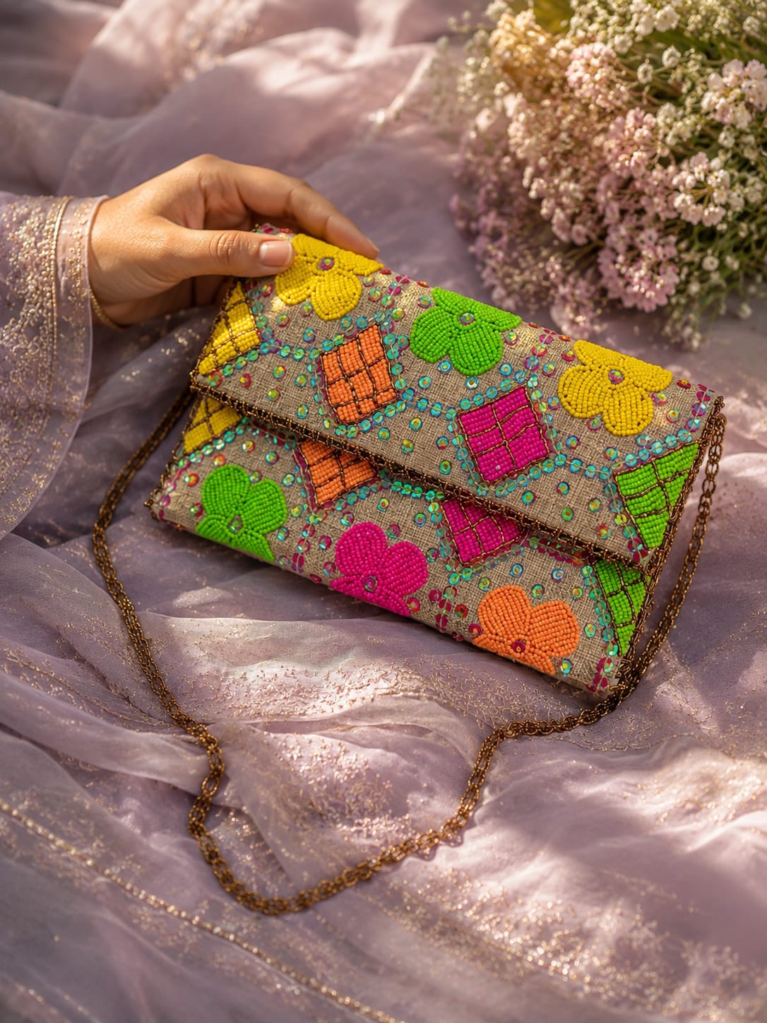 Diamond Spark Beaded Purse