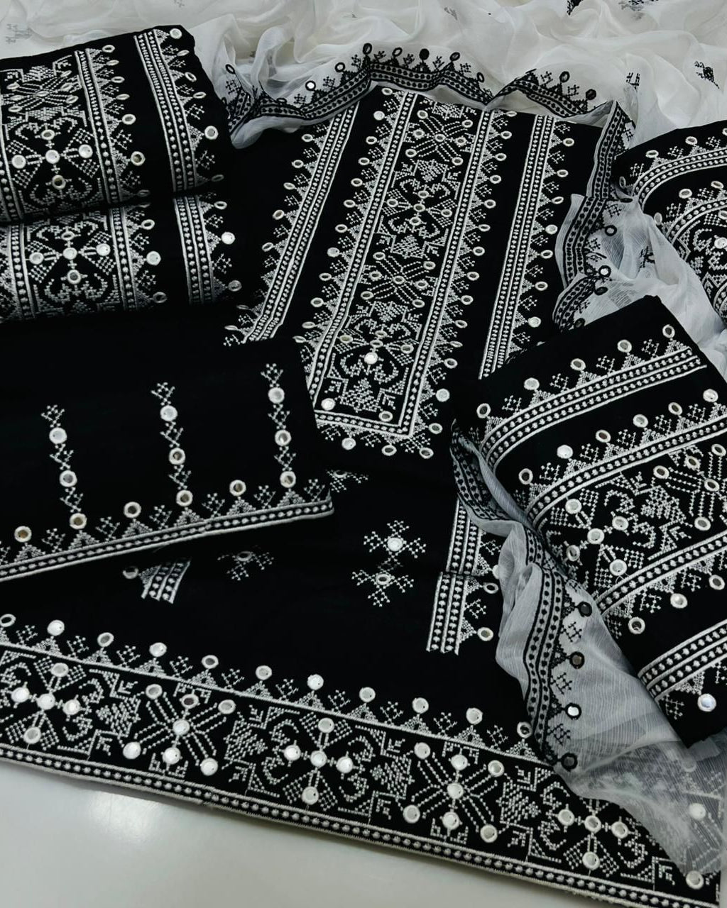 Cotton Embroidered 3 piece Suit