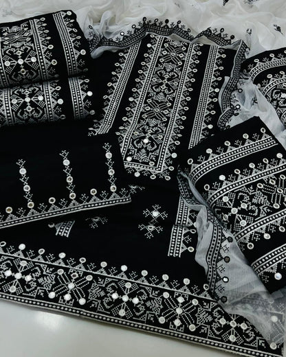Cotton Embroidered 3 piece Suit