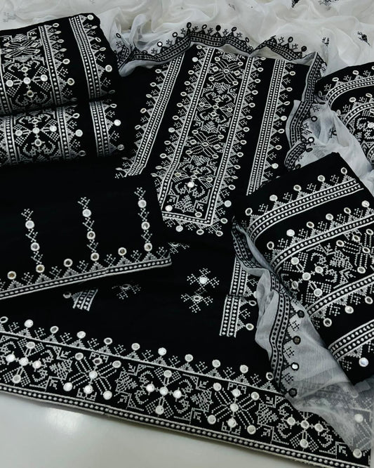 Cotton Embroidered 3 piece Suit