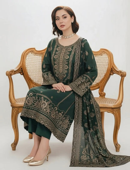 Premium Wool Jacquard – Full Heavy Shawl
3-Piece