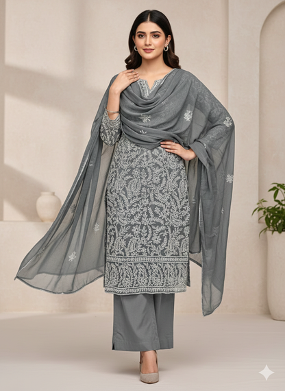 Premium hand emb bamber Chiffon -2 piece