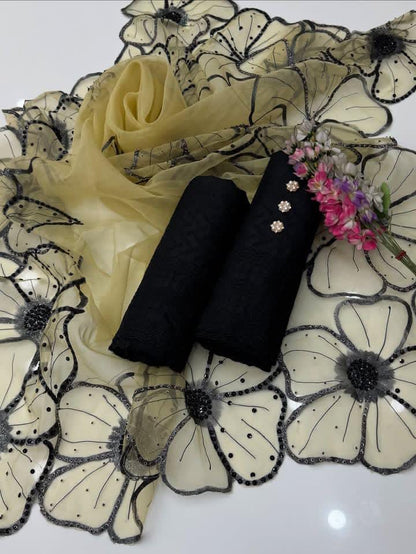 Chikankari Lawn Organza Cutwork Duppata-3 Piece