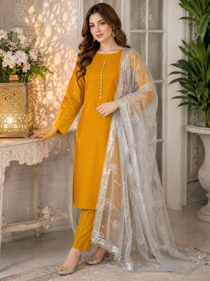 Two tone masouri Net Duppatta - 3 piece