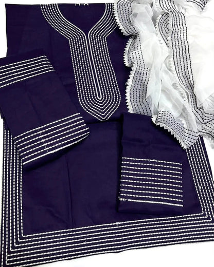 Royal Cotton Cross Stitch Premium Summer Wear - 3 Piece Suit