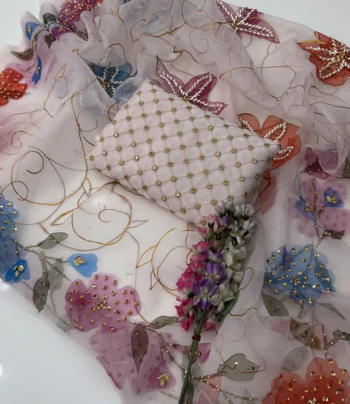 Fancy Party Wear Soft Organza 9mm - 2 piece