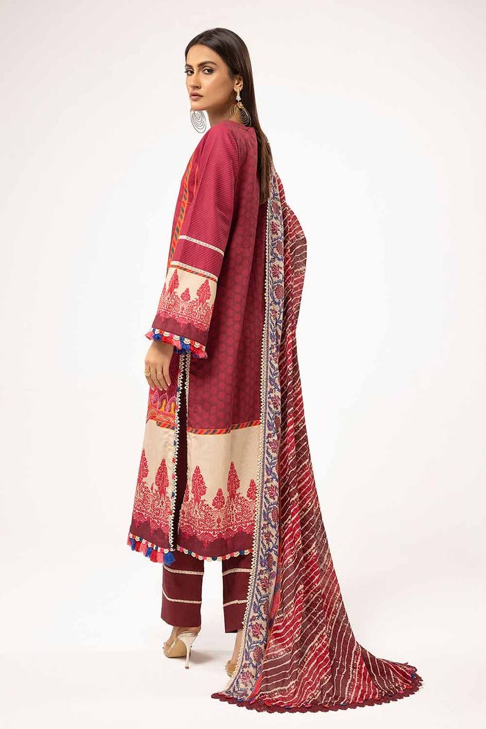 3 Piece Unstitched Printed Corduroy Suit with Printed Cotton Net Dupatta CD-42001