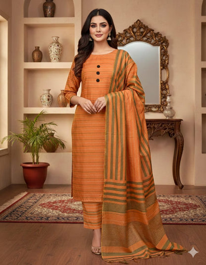 Eid Collection Multani Khadi Sussi with Heavy Velvet Dupatta - 3 Piece