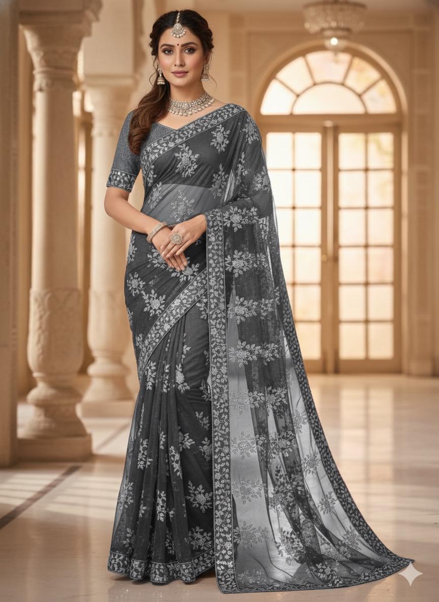 Sari 🥻 Soft net sequence Embroidered